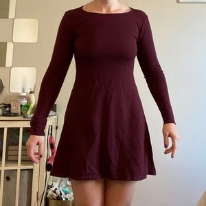 Burgundy American Apparel Skater Dress